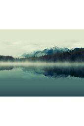 Origin Murals Misty Mountain Lake Wall Mural in Indigo - Size: W300 cm x H240 cm - thumbnail 2