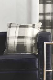 Fusion 'Balmoral Tartan' Warm Woven Check 100% Cotton Filled Cushion in Dark Grey - Size: 43 cm x 43 cm - thumbnail 2