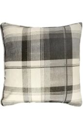 Fusion 'Balmoral Tartan' Warm Woven Check 100% Cotton Filled Cushion in Dark Grey - Size: 43 cm x 43 cm