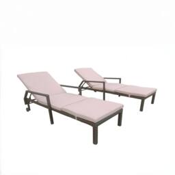 FURNITURE ONE Rattan Garden Sun Lounger Sunbed with Cushions Reclining Chair in Brown - Size: 1 Seater - thumbnail 3