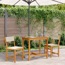Berkfield Home 3 Piece Balcony Set with Cushions Solid Wood Acacia in Brown - thumbnail 1