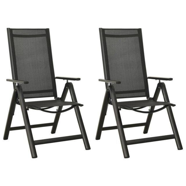 Berkfield Home Folding Garden Chairs 2 pcs Textilene & Aluminium Black - image 1