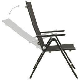 Berkfield Home Folding Garden Chairs 2 pcs Textilene & Aluminium Black - thumbnail 6