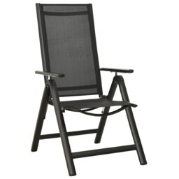 Berkfield Home Folding Garden Chairs 2 pcs Textilene & Aluminium Black - thumbnail 2