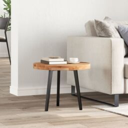 Berkfield Home Table Top Round √ò50x4 cm Solid Wood Acacia in Brown - Size: 50x4 cm - thumbnail 3