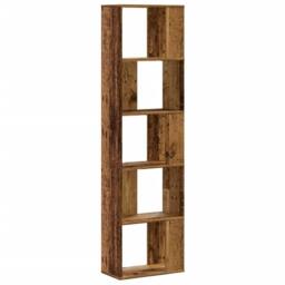 Berkfield Home Bookcase 5-Tier Old Wood 45x23.5x162.5 cm Engineered Wood in Brown - thumbnail 5