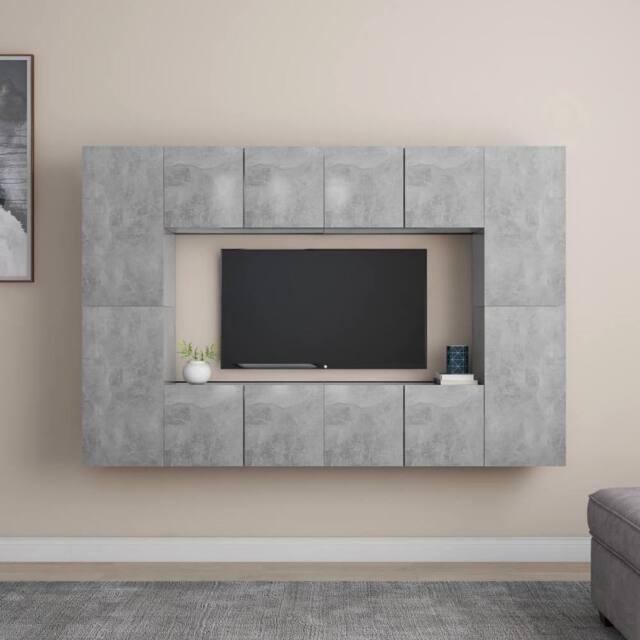 Berkfield Home 8 Piece TV Cabinet Set Concrete Grey Engineered Wood - image 1