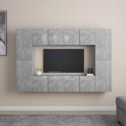 Berkfield Home 8 Piece TV Cabinet Set Concrete Grey Engineered Wood - thumbnail 1