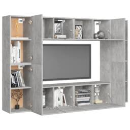 Berkfield Home 8 Piece TV Cabinet Set Concrete Grey Engineered Wood - thumbnail 3