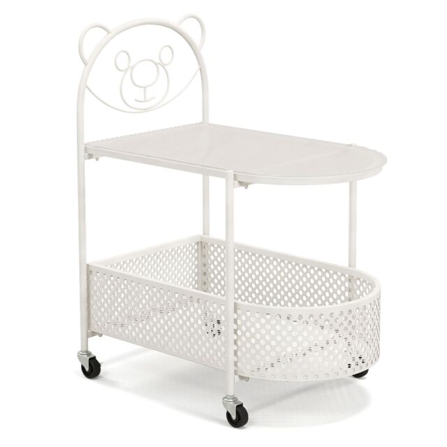 Gymax 2-Tier Coffee Side Table With Wheels & Glass Tabletop Cocktail Table in White - image 1