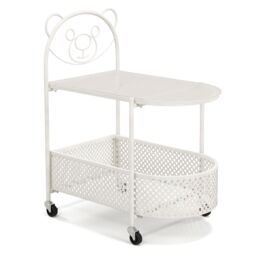 Gymax 2-Tier Coffee Side Table With Wheels & Glass Tabletop Cocktail Table in White