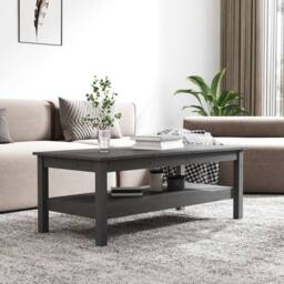 Berkfield Home Coffee Table Grey 110x50x40 cm Solid Wood Pine - Size: 110 x 50 x 40 cm - thumbnail 5