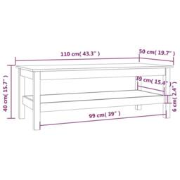 Berkfield Home Coffee Table Grey 110x50x40 cm Solid Wood Pine - Size: 110 x 50 x 40 cm - thumbnail 8