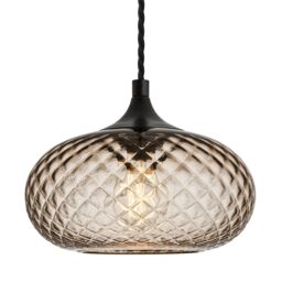 Industville Chelsea Textured Glass Round Pendant Light - 10 Inch in Light Brown - Size: 10 inches