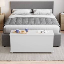 Kelvenix White Storage Ottoman Chest Bedding Blanket Box - Size: 0.6m2 - thumbnail 5