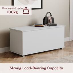 Kelvenix White Storage Ottoman Chest Bedding Blanket Box - Size: 0.6m2 - thumbnail 3