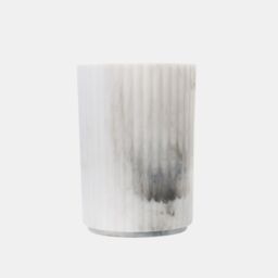 OHS Bathroom Accessories 4 Piece Set Ribbed Soap Tumbler Toothbrush in White - thumbnail 4