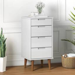 Berkfield Home Drawer Cabinet MOLDE White 40x35x82 cm Solid Wood Pine - Size: 40 x 35 x 82 cm - thumbnail 1
