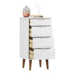 Berkfield Home Drawer Cabinet MOLDE White 40x35x82 cm Solid Wood Pine - Size: 40 x 35 x 82 cm - thumbnail 3