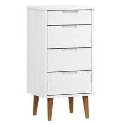 Berkfield Home Drawer Cabinet MOLDE White 40x35x82 cm Solid Wood Pine - Size: 40 x 35 x 82 cm - thumbnail 2