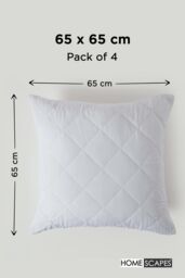 Homescapes Cotton Rich Quilted Pillow Protectors 65 x 65 cm, Pack of 4 in White - Size: 65 x 65 cm - thumbnail 2