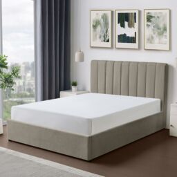 Artemis Home Evelynne Fabric 135cm Double Ottoman Bed Frame with Storage in Light Brown - thumbnail 2