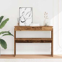 Berkfield Home Console Table Old Wood 80x30x102 cm Engineered Wood in Brown - Size: 80 x 30 x 102 cm - thumbnail 3