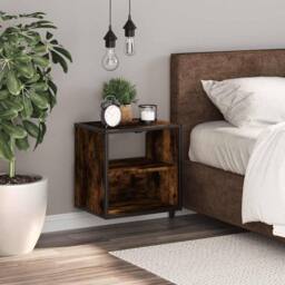 Berkfield Home Durable Wall-mounted Bedside Cabinet Smoked Oak 40x31x39.5 cm in Brown - thumbnail 1