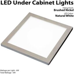Loops 1x BRUSHED NICKEL Ultra-Slim Square Under Cabinet Kitchen Light & Driver Kit - Natural White LED in Metallics - thumbnail 3