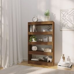 Berkfield Home Book Cabinet/Room Divider Brown Oak 80x30x135 cm Engineered Wood - Size: 80 x 30 x 135 cm - thumbnail 3