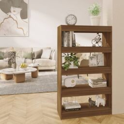 Berkfield Home Book Cabinet/Room Divider Brown Oak 80x30x135 cm Engineered Wood - Size: 80 x 30 x 135 cm - thumbnail 1