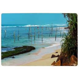 Benjamin Tate Design Fishermen On The Ocean Coast Of Sri Lanka Designer Rug in Natural - Size: Large - thumbnail 1