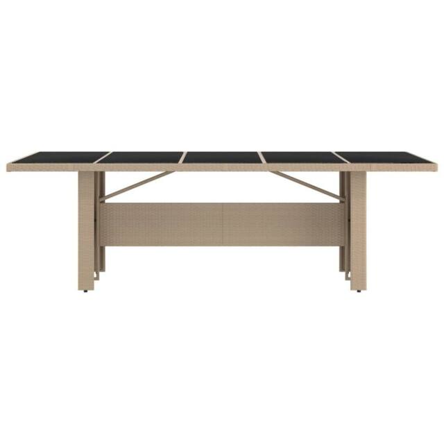 Berkfield Home Garden Table with Glass Top Beige Poly Rattan&Tempered Glass - image 1