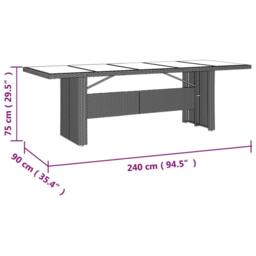 Berkfield Home Garden Table with Glass Top Beige Poly Rattan&Tempered Glass - thumbnail 7