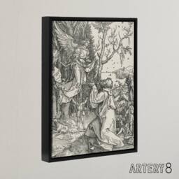 "Artery8 Joachim & the Angel Albrecht Durer Framed Canvas Wall Art Print in White - Size: W18"" x H24""" - thumbnail 2