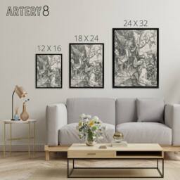 "Artery8 Joachim & the Angel Albrecht Durer Framed Canvas Wall Art Print in White - Size: W18"" x H24""" - thumbnail 4