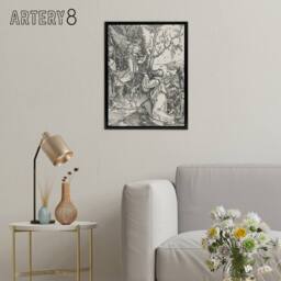 "Artery8 Joachim & the Angel Albrecht Durer Framed Canvas Wall Art Print in White - Size: W18"" x H24""" - thumbnail 3