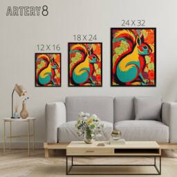 "Artery8 Vibrant Squirrel Colourful Abstract Framed Canvas Wall Art Print - Size: W12"" x H16""" - thumbnail 4