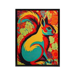 "Artery8 Vibrant Squirrel Colourful Abstract Framed Canvas Wall Art Print - Size: W12"" x H16""" - thumbnail 1