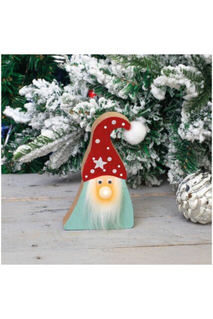 Netagon Wooden Gonk Decoration with Light Up Nose in Red - image 1