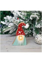 Netagon Wooden Gonk Decoration with Light Up Nose in Red