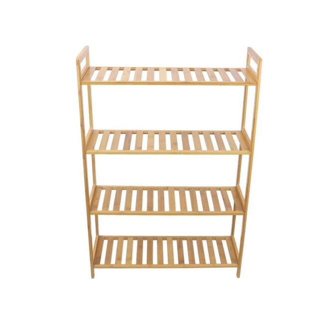 NESTLUNE 4 Tier Bamboo Shoe Rack Organiser Wooden Storage Shelves in Natural - Size: 100 cm x 15 cm - image 1