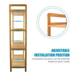 NESTLUNE 4 Tier Bamboo Shoe Rack Organiser Wooden Storage Shelves in Natural - Size: 100 cm x 15 cm - thumbnail 4
