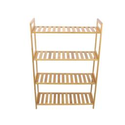 NESTLUNE 4 Tier Bamboo Shoe Rack Organiser Wooden Storage Shelves in Natural - Size: 100 cm x 15 cm - thumbnail 1