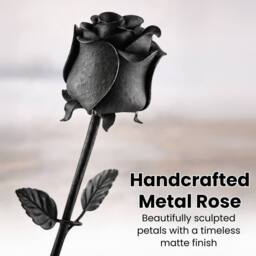 Novecrafto Forged Black Iron Rose With Stand - Gift for Wedding Anniversary - thumbnail 3