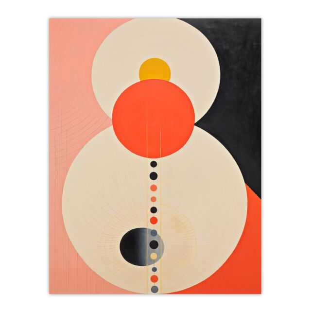 "Wee Blue Coo Wall Art Print Tangerine Abstract Dream Orbs Orange Pink Oil Painting Poster - Size: W18"" x H24""" - image 1