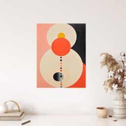 "Wee Blue Coo Wall Art Print Tangerine Abstract Dream Orbs Orange Pink Oil Painting Poster - Size: W18"" x H24""" - thumbnail 4