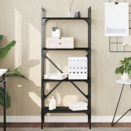 Berkfield Home Bookcase 4-Tier Black 56x31.5x138.5 cm Engineered Wood - thumbnail 2