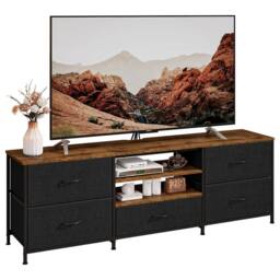 FORGEVIO TV Stand Cabinet, TV Unit TV Console Table with 5 Drawers