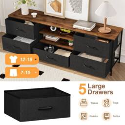FORGEVIO TV Stand Cabinet, TV Unit TV Console Table with 5 Drawers - thumbnail 5